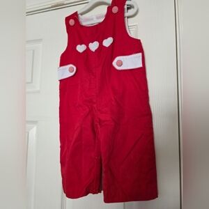 The Bell Bean Baby Girls 12M Valentine Hearts Gingham Buttons Red Snap Closure